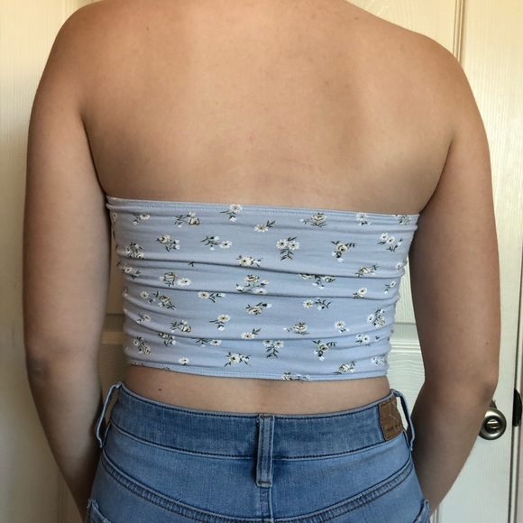 Strapless blue floral reversible top - Picture 2 of 3